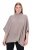 Ulla Popken 844996 Poncho de canalé de merino con cuello vuelto Marrón claro - Ponchos y capas - 