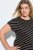 Ulla Popken 848921 Vestido de jersey de rayas con cinturón anudado Negro - Vestidos maxi - Vestidos largos en tallas grandes