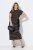 Ulla Popken 848921 Vestido de jersey de rayas con cinturón anudado Negro - Vestidos maxi - Vestidos largos en tallas grandes