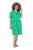 Ulla Popken 850204 Vestido de jersey de manga corta con cuello de pico Verde - Vestidos de punto jersey - 