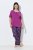 Ulla Popken 850864 Conjunto de pijama de 3 piezas de cuadros Violeta - Pijamas/ropa de estar en casa - 