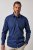 JP1880 851055 Camisa de vestir estampada sin plancha manga larga Azul marino TALL - TALL camisas - Camisas TALL para hombre alto