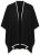 Ulla Popken 851127 Poncho de punto abierto con ribete de strass Negro - Ponchos y capas - 