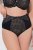 Ulla Popken 851700 Bragas de cuadros de talle alto con encaje Negro - Bragas - 