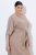 Ulla Popken 852288 Vestido midi de manga corta con cinturón anudado Marrón claro - Vestidos midi - Vestidos midi de talla grande