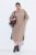Ulla Popken 852288 Vestido midi de manga corta con cinturón anudado Marrón claro - Vestidos midi - Vestidos midi de talla grande