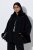 Ulla Popken 852644 Chaqueta capa con ribete de pelo sintético Negro - Ponchos y capas - 
