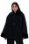 Ulla Popken 852644 Chaqueta capa con ribete de pelo sintético Negro - Ponchos y capas - 