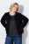 Ulla Popken 853685 Chaqueta corta de borreguito con ribetes efecto piel Negro - Chaquetas - Chaquetas para mujer en tallas grandes
