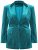 Ulla Popken 855499 Blazer de terciopelo con strass Turquesa - Blazers - Blazers en tallas grandes para mujer