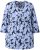 Ulla Popken Floral Print 3/4 Sleeve V-Neck Tee Navy Blue - Camisetas estampadas para mujer - 