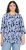 Ulla Popken Floral Print 3/4 Sleeve V-Neck Tee Navy Blue - Camisetas estampadas para mujer - 