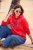 Ulla Popken TRUE Lettering Hoodie Neon Red - Sudaderas y hoodies - 