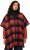 Ulla Popken Oversized Plaid Wing Collar Poncho Red Orange - Chaquetas - 