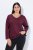Ulla Popken Back To Basics V-Neck Relaxed Fit Cotton Tee Dark Berry - Camisetas - Camisetas para mujer