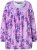 Ulla Popken Allover Printed Pleated Long Sleeve Tee Lavender - Camisetas estampadas para mujer - 