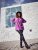 Ulla Popken Pleated Confetti Print Long Sleeve Tee Light Plum - Camisetas estampadas para mujer - 