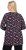 Ulla Popken Peppermint Tree V-Neck Holiday Cotton Long Sleeve Knit Tunic Black - Camisetas estampadas para mujer - 