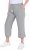 Ulla Popken Cool Linen Elastic Waist Capri Pants Light Grey Melange - Vaqueros & Pantalones de Mujer Tallas Grandes – Plus Size - 