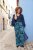 Ulla Popken Tropical Leaf Print Elastic Waist Pants Blue - Vaqueros & Pantalones de Mujer Tallas Grandes – Plus Size - 
