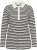 Kaffe Curve Miana Long Sleeve Polo Chalk with Black Stripe - Polos - 