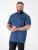 D555 Murray Printed Jacquard Collar & Cuff Short Sleeve Polo Blue - Polos - Polos 2XL-8XL