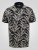 D555 Palmer Leaf Printed Jacquard Collar & Cuff Chest Pocket Polo Black - Polos - Polos 2XL-8XL