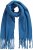 Ulla Popken Trendy Boucle Yarn Fringe Knit Scarf Teal Blue - Accesorios - 