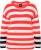 Ulla Popken Mixed Stripe Long Sleeve Sweater Hibiscus Red - Sudaderas y hoodies - 