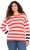 Ulla Popken Mixed Stripe Long Sleeve Sweater Hibiscus Red - Sudaderas y hoodies - 