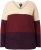 Ulla Popken Cable Knit Block Stripe V-Neck Sweater Dark Ruby - Sudaderas y hoodies - 
