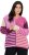 Ulla Popken Patchwork Striped Long Sleeve V-Neck Sweater Raspberry - Sudaderas y hoodies - 
