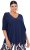 Ulla Popken Oversized 3/4 Sleeve V-Neck Sweater Navy - Sudaderas y hoodies - 