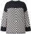 Ulla Popken Graphic Stripe Long Sleeve Turtleneck Sweater Black - Sudaderas y hoodies - 
