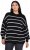 Ulla Popken Oversized Striped Balloon Sleeve Sweater Black - Sudaderas y hoodies - 
