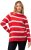 Ulla Popken Stripe Fine Knit Turtleneck Sweater Light Red - Sudaderas y hoodies - 