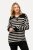 Ulla Popken Striped Troyer Collar Sweater Black - Sudaderas y hoodies - Sudaderas, Hoodies y Punto Cómodos