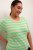 Kaffe Curve Lizzy Jersey a rayas Gris pluma jaspeado/Verde - Camisetas estampadas para mujer - 