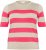 Kaffe Curve Lizzy Jersey a rayas Beige/Frambuesa - Camisetas estampadas para mujer - 