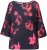 Ulla Popken Botanical Print Cold Shoulder Top Black - Camisetas - 