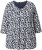 Ulla Popken Floral 3/4 Sleeve V-Neck A-Line Tee Navy - Camisetas - 