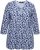 Ulla Popken Floral 3/4 Sleeve V-Neck A-Line Tee Blue - Camisetas - 