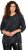 Ulla Popken Animal Print 3/4 Sleeve V-Neck Tee Black - Camisetas - 