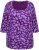 Ulla Popken Scribble Print Square Neck 3/4 Sleeve Tee Violet - Camisetas estampadas para mujer - 