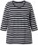 Ulla Popken Striped 3/4 Sleeve A-Line Tee Black - Camisetas - 