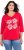 Ulla Popken Floral Graphic V-Neck Tee Lychee - Camisetas estampadas para mujer - 