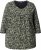 Ulla Popken Pleated Floral Print 3/4 Sleeve Tee Pond Green - Camisetas estampadas para mujer - 