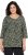 Ulla Popken Pleated Floral Print 3/4 Sleeve Tee Pond Green - Camisetas estampadas para mujer - 