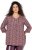 Ulla Popken Mixed Pattern Stripe 3/4 Sleeve Tee Dark Cherry Red - Camisetas - 