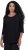 Ulla Popken Flower Epaulet 3/4 Sleeve Top Black - Camisetas estampadas para mujer - 